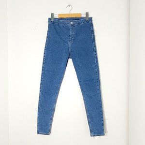 💕 Topshop Skinny Slim Denim Blue Jeans Mid Wash Stretch High Rise Casual